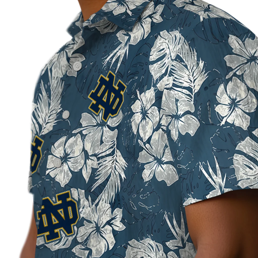 Notre Dame Fighting Irish Hawaiian Shirt - Hibiscus Flowers notre dame fighting irish hibiscus flowers navy blue hawaiian shirts trendy
