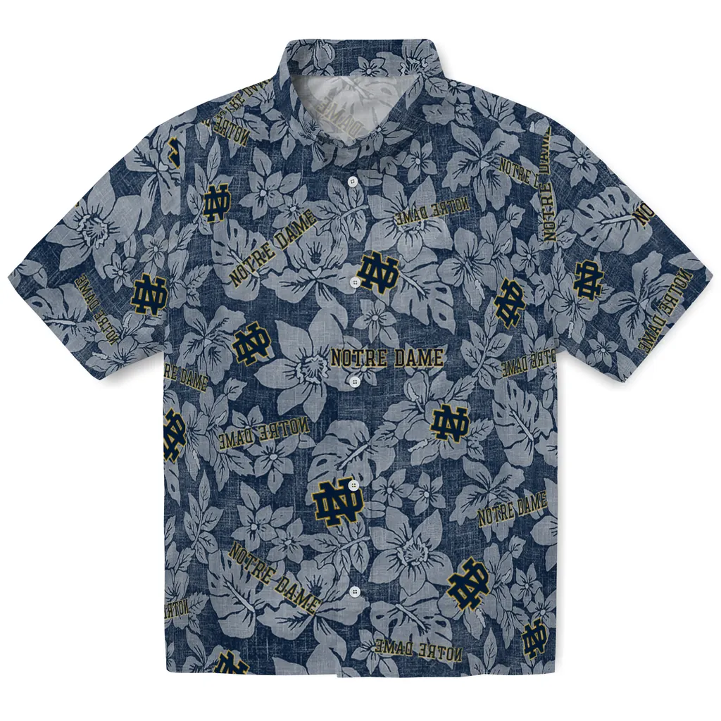 Notre Dame Fighting Irish Hawaiian Shirt - Hibiscus Oasis notre dame fighting irish hibiscus oasis navy hawaiian shirts best selling
