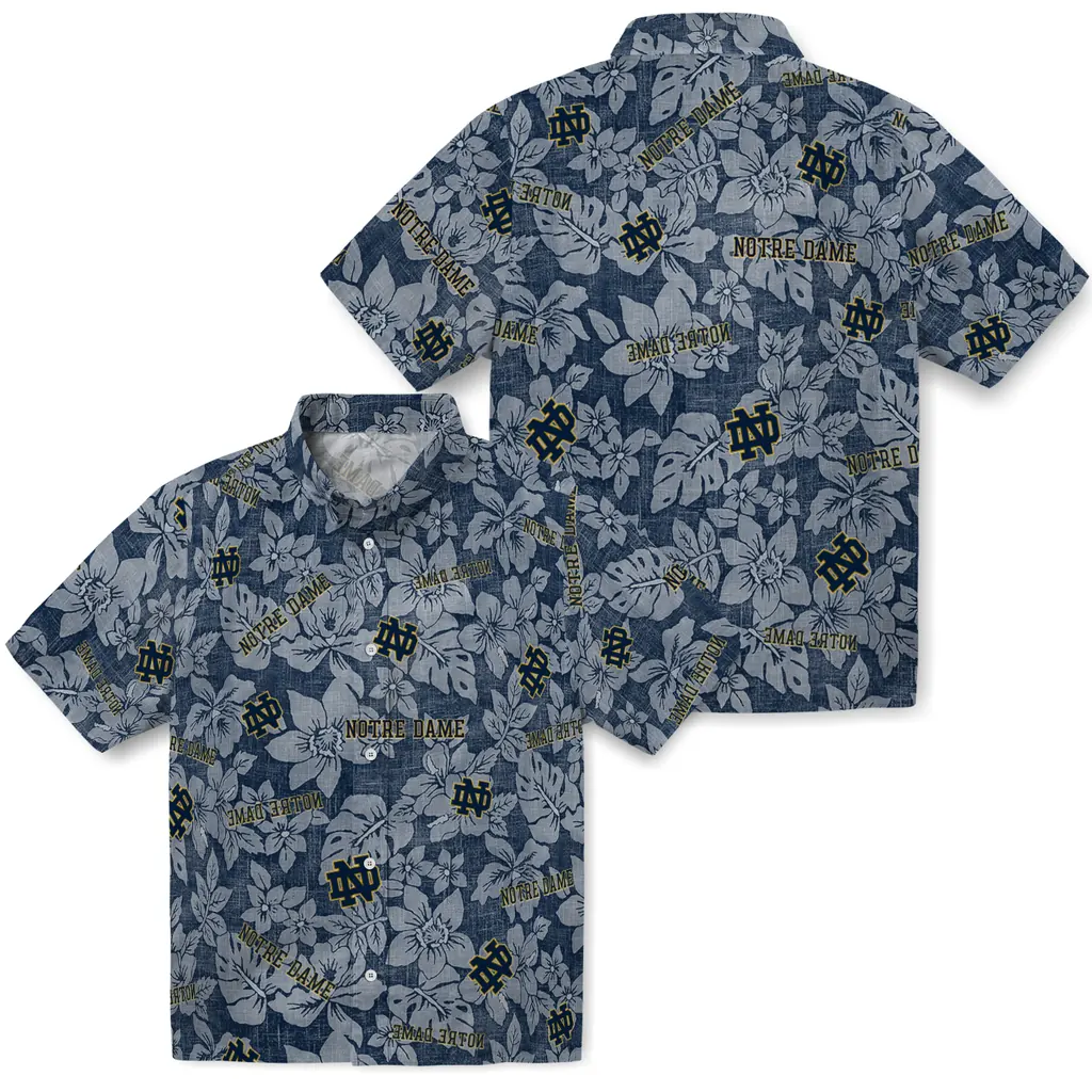 Notre Dame Fighting Irish Hawaiian Shirt - Hibiscus Oasis notre dame fighting irish hibiscus oasis navy hawaiian shirts high quality