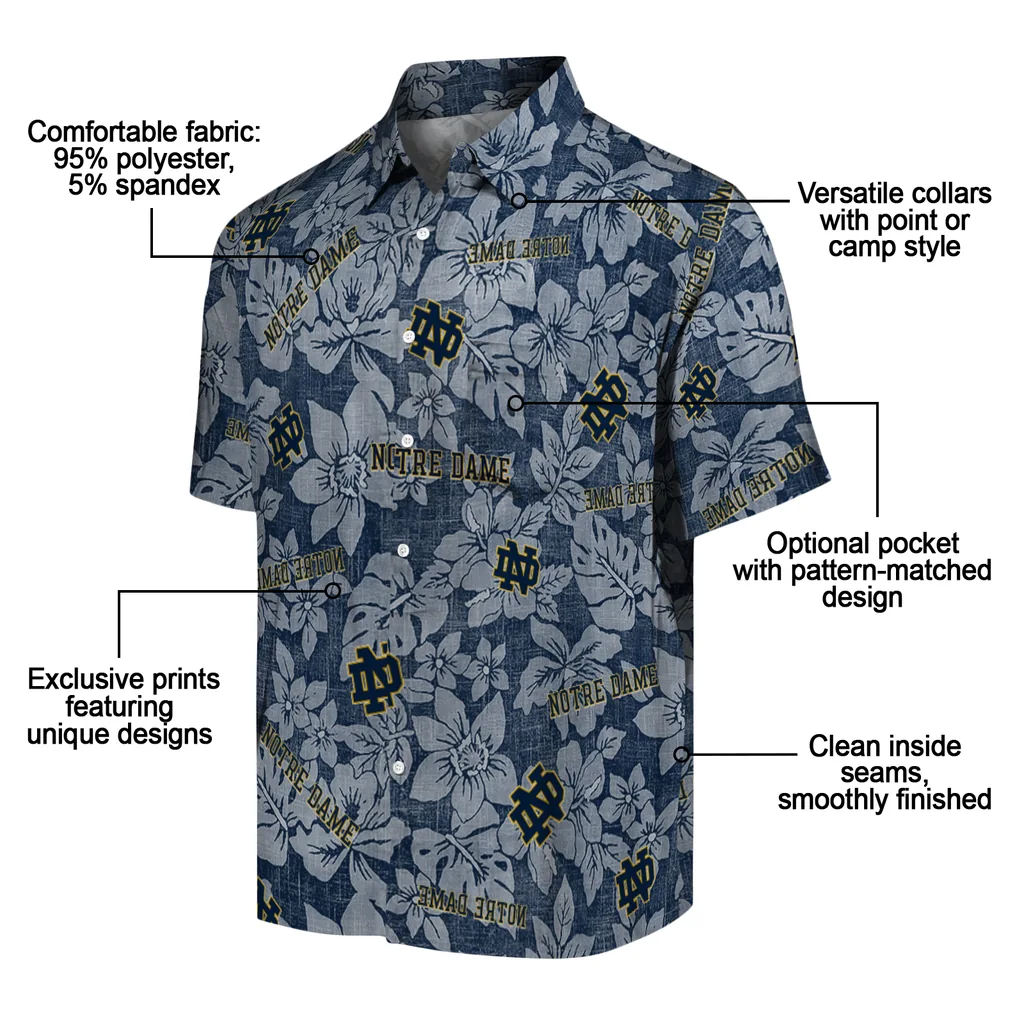 Notre Dame Fighting Irish Hawaiian Shirt - Hibiscus Oasis notre dame fighting irish hibiscus oasis navy hawaiian shirts new arrival