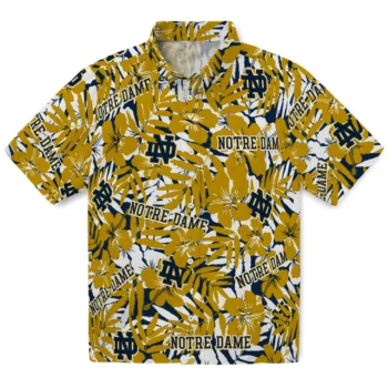 notre dame fighting irish hibiscus overlay hawaiian shirts best selling