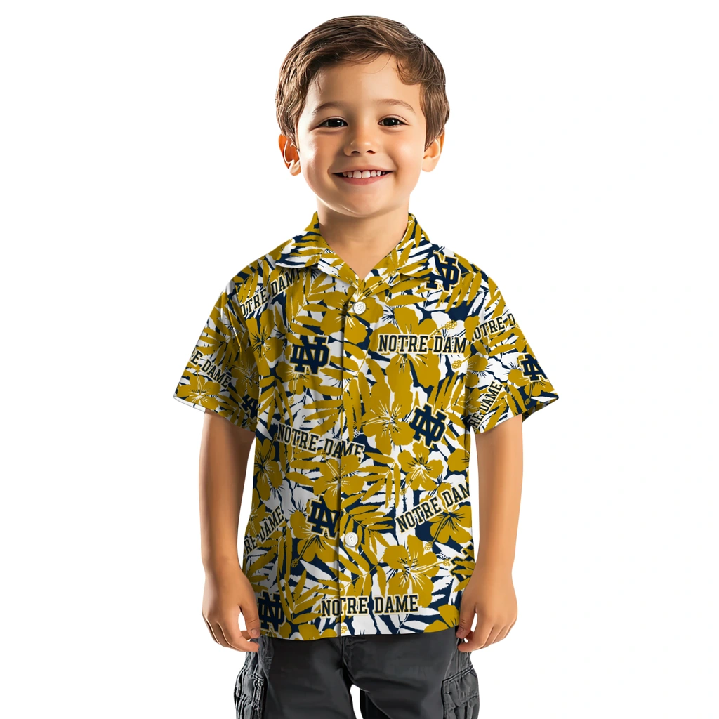 Notre Dame Fighting Irish Hawaiian Shirt - Hibiscus Overlay notre dame fighting irish hibiscus overlay hawaiian shirts top rated
