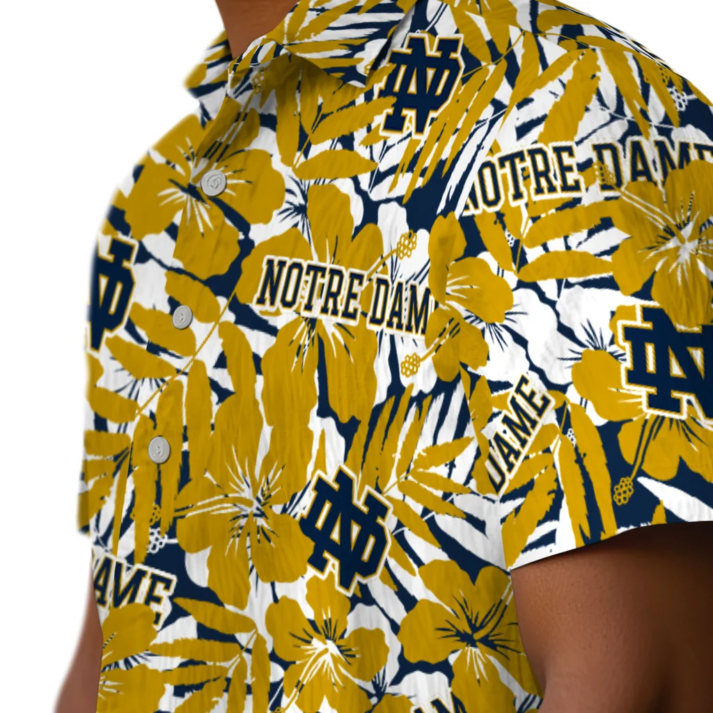 Notre Dame Fighting Irish Hawaiian Shirt - Hibiscus Overlay notre dame fighting irish hibiscus overlay hawaiian shirts trendy