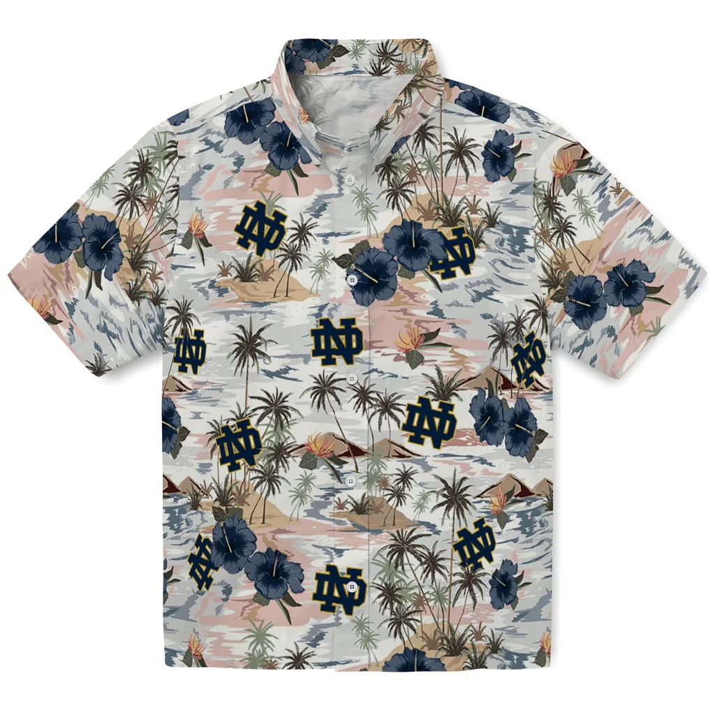 Notre Dame Fighting Irish Hawaiian Shirt - Hibiscus Seaside notre dame fighting irish hibiscus seaside white hawaiian shirts best selling