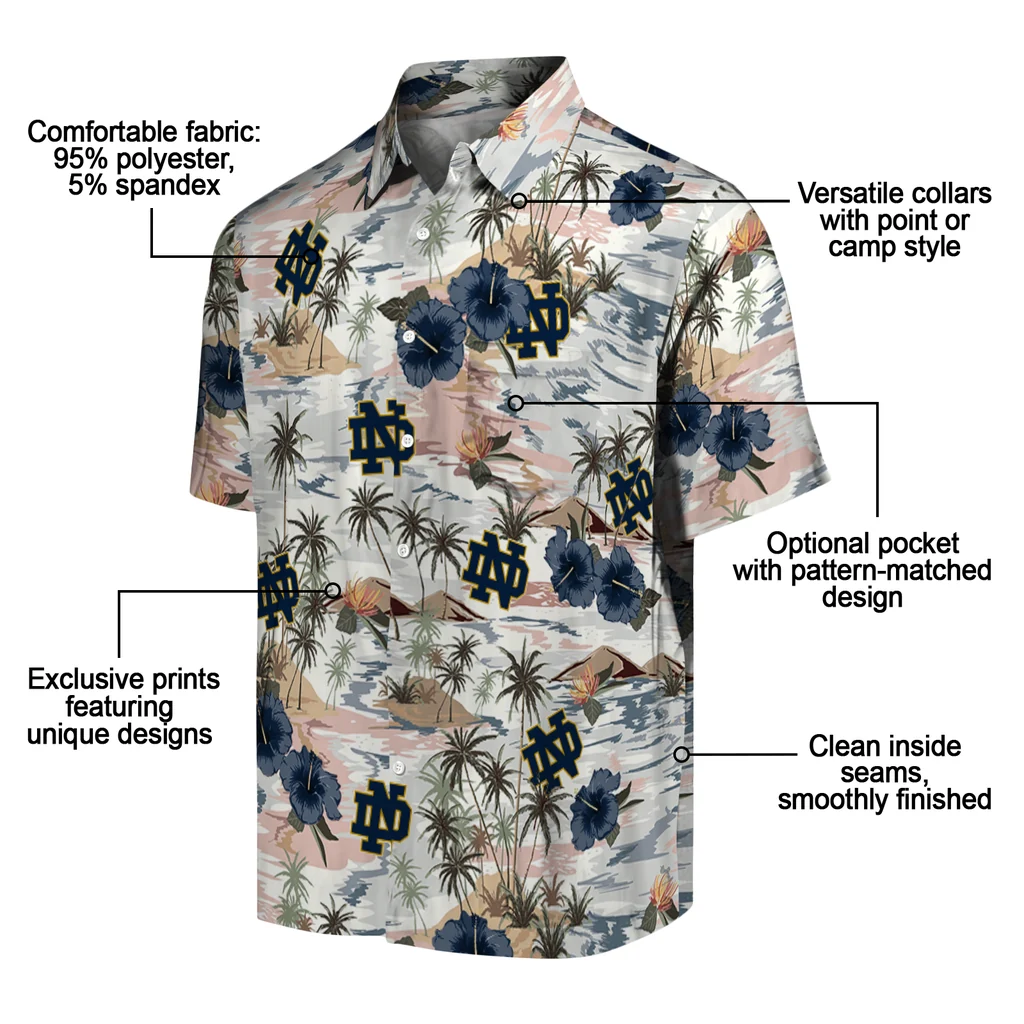 Notre Dame Fighting Irish Hawaiian Shirt - Hibiscus Seaside notre dame fighting irish hibiscus seaside white hawaiian shirts new arrival