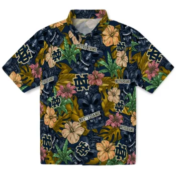 notre dame fighting irish tiki jungle navy hawaiian shirts best selling