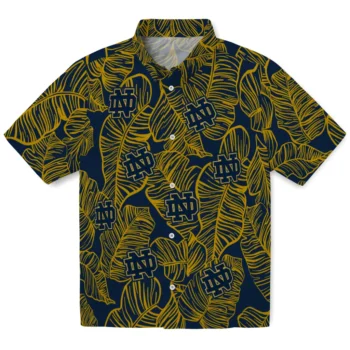 notre dame fighting irish leaf outline navy hawaiian shirts best selling