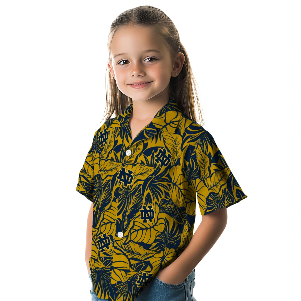 Notre Dame Fighting Irish Hawaiian Shirt - Monstera Layer notre dame fighting irish monstera layer navy hawaiian shirts premium grade