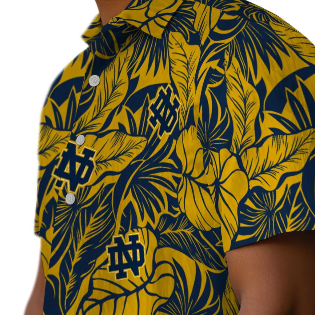 Notre Dame Fighting Irish Hawaiian Shirt - Monstera Layer notre dame fighting irish monstera layer navy hawaiian shirts trendy