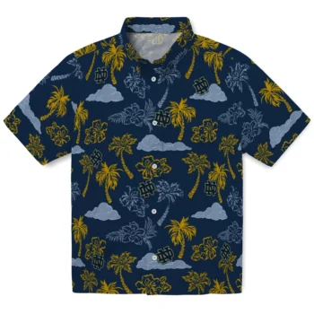 notre dame fighting irish palm and clouds navy hawaiian shirts best selling