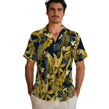 notre dame fighting irish palm leaves navy hawaiian shirts fashion forward