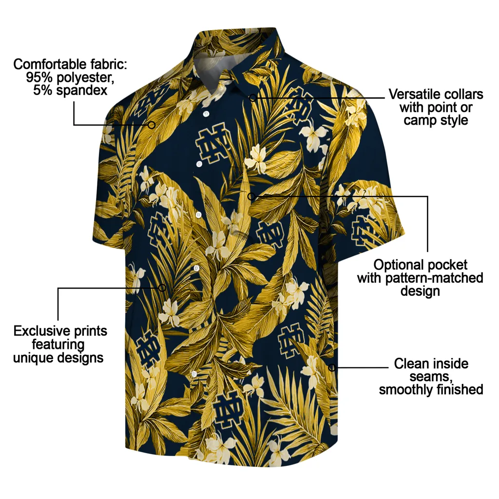 Notre Dame Fighting Irish Hawaiian Shirt - Palm Leaves notre dame fighting irish palm leaves navy hawaiian shirts new arrival