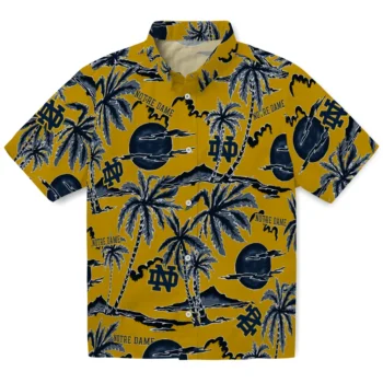 notre dame fighting irish palm sunset hawaiian shirts best selling