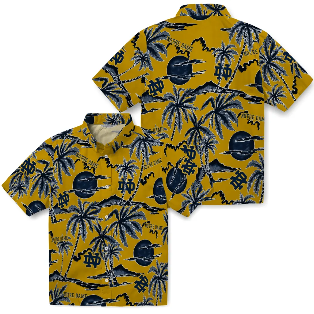 Notre Dame Fighting Irish Hawaiian Shirt - Palm Sunset notre dame fighting irish palm sunset hawaiian shirts high quality