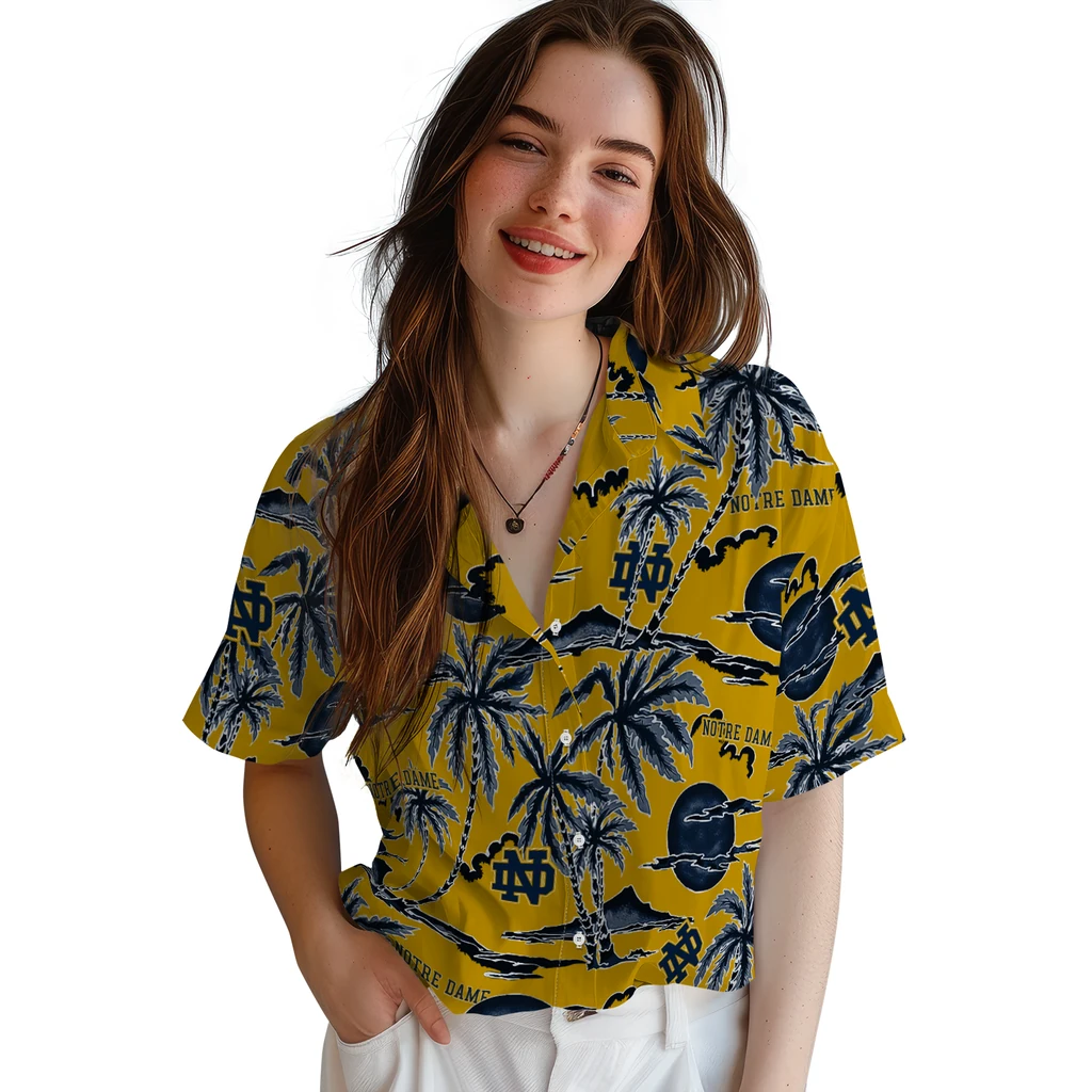 Notre Dame Fighting Irish Hawaiian Shirt - Palm Sunset notre dame fighting irish palm sunset hawaiian shirts latest model