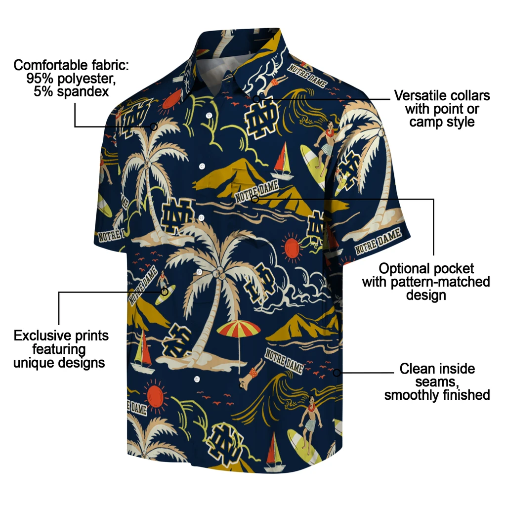 Notre Dame Fighting Irish Hawaiian Shirt - Palm Tree Island notre dame fighting irish palm tree island navy hawaiian shirts new arrival