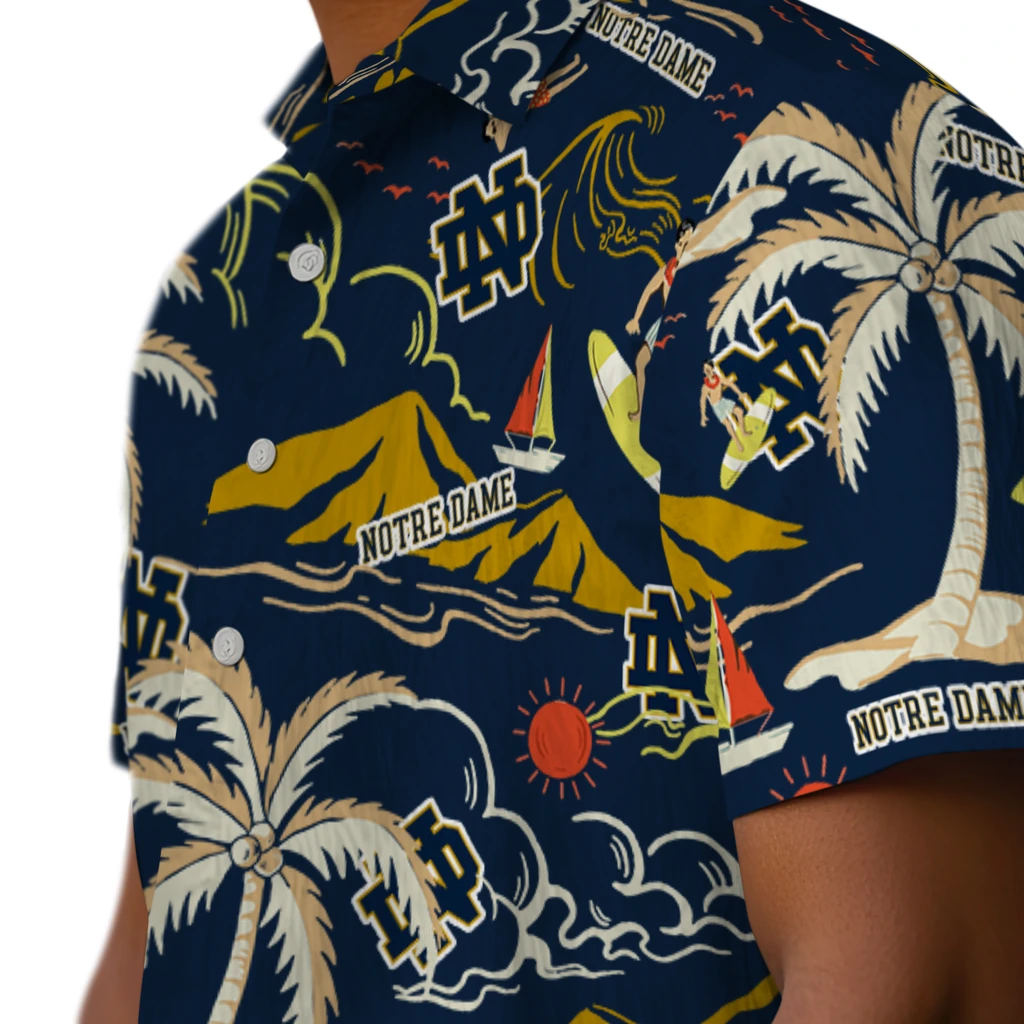 Notre Dame Fighting Irish Hawaiian Shirt - Palm Tree Island notre dame fighting irish palm tree island navy hawaiian shirts trendy