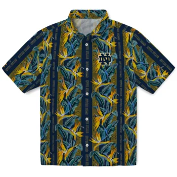 notre dame fighting irish paradise vines navy hawaiian shirts best selling