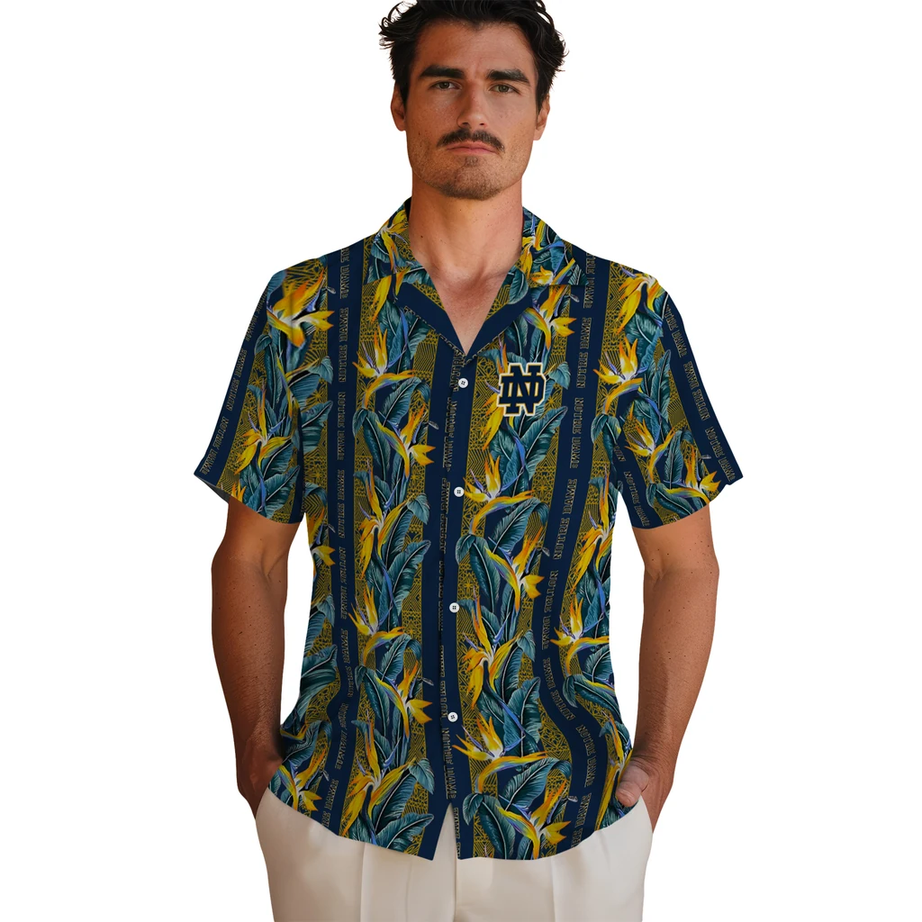 Notre Dame Fighting Irish Hawaiian Shirt - Paradise Vines notre dame fighting irish paradise vines navy hawaiian shirts fashion forward