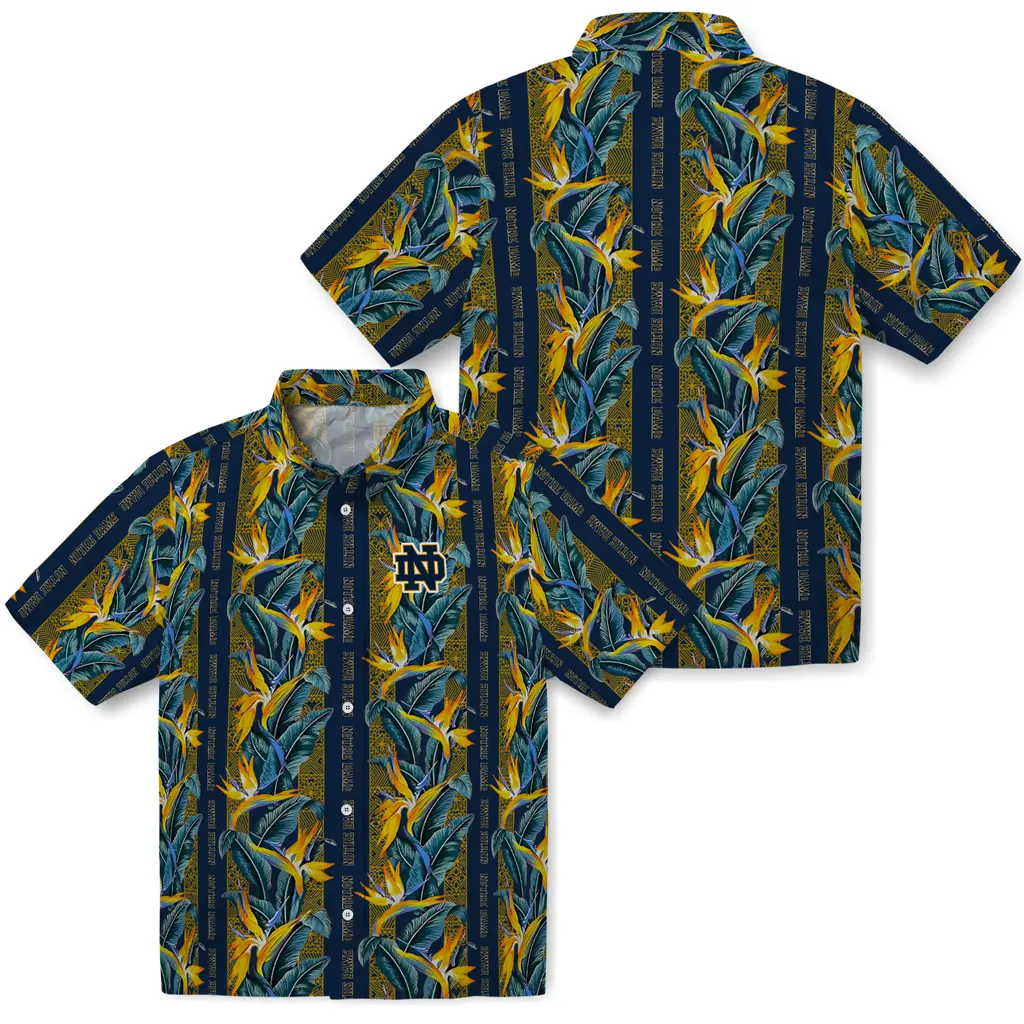 Notre Dame Fighting Irish Hawaiian Shirt - Paradise Vines notre dame fighting irish paradise vines navy hawaiian shirts high quality