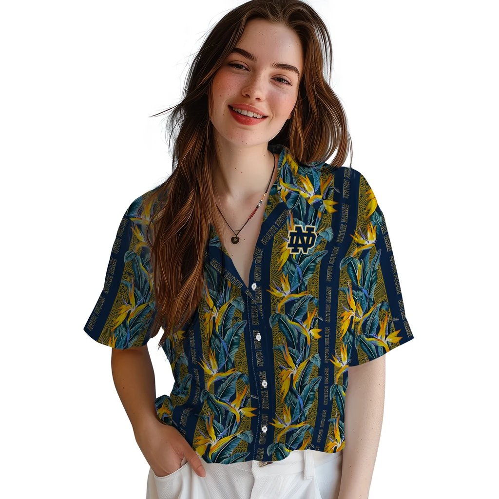 Notre Dame Fighting Irish Hawaiian Shirt - Paradise Vines notre dame fighting irish paradise vines navy hawaiian shirts latest model
