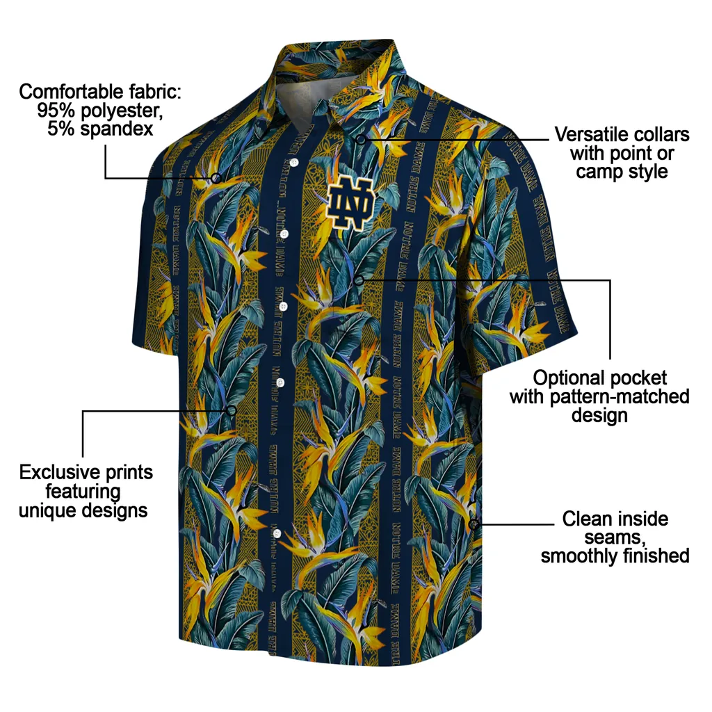 Notre Dame Fighting Irish Hawaiian Shirt - Paradise Vines notre dame fighting irish paradise vines navy hawaiian shirts new arrival