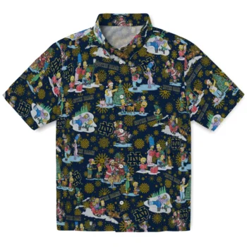 notre dame fighting irish simpsons christmas navy hawaiian shirts best selling