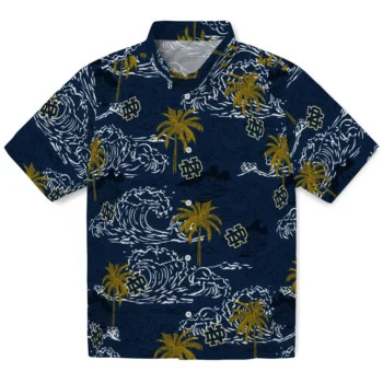 notre dame fighting irish wave palm navy hawaiian shirts best selling