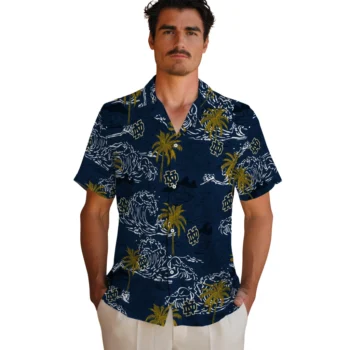 notre dame fighting irish wave palm navy hawaiian shirts fashion forward