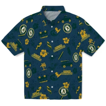 oakland athletics beach vibe navy hawaiian shirts best selling