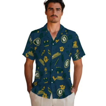oakland athletics beach vibe navy hawaiian shirts fashion forward