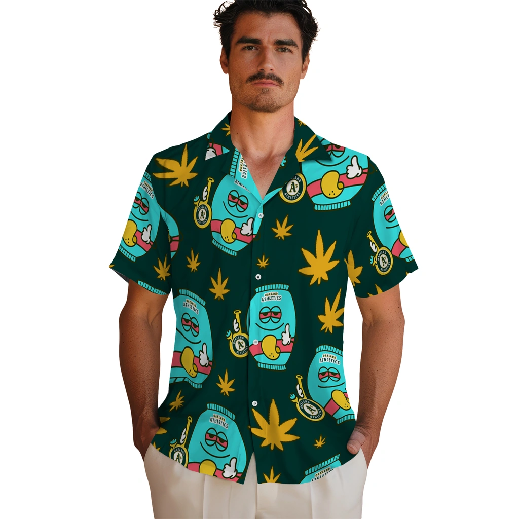 Oakland Athletics Hawaiian Shirt - Chill Vibe oakland athletics bong smile green hawaiian shirts fashion forward