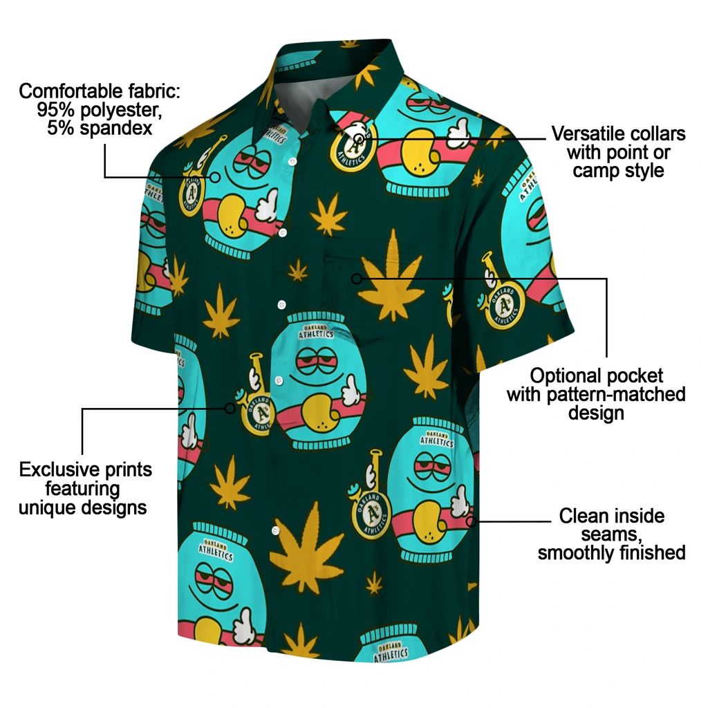 Oakland Athletics Hawaiian Shirt - Chill Vibe oakland athletics bong smile green hawaiian shirts new arrival