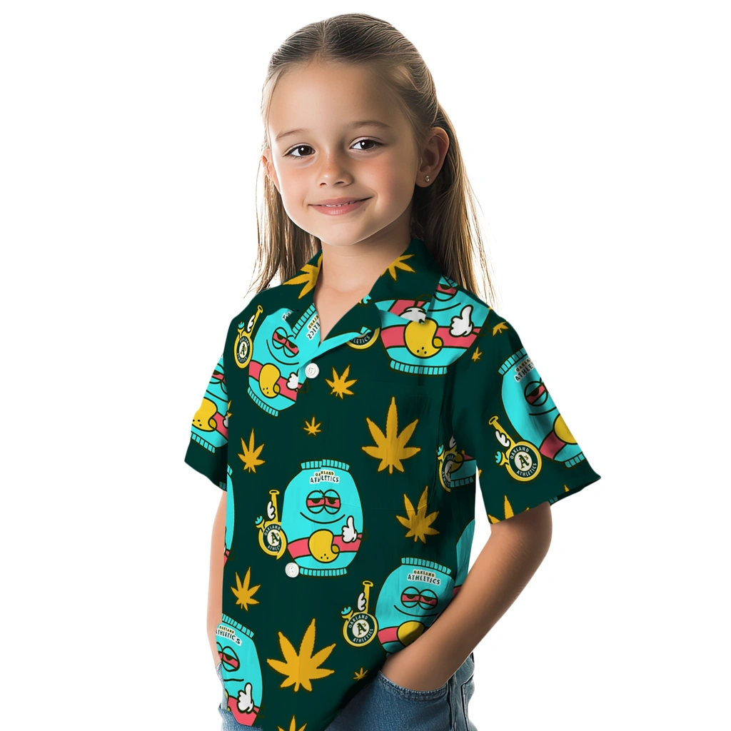Oakland Athletics Hawaiian Shirt - Chill Vibe oakland athletics bong smile green hawaiian shirts premium grade