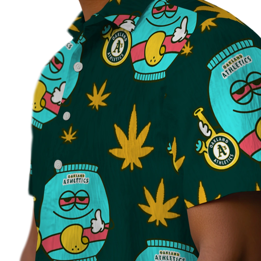 Oakland Athletics Hawaiian Shirt - Chill Vibe oakland athletics bong smile green hawaiian shirts trendy