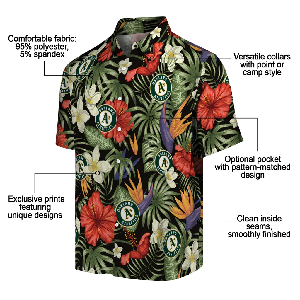 Oakland Athletics Hawaiian Shirt - Hawaii Floral Hibiscus oakland athletics hibiscus bird hawaiian shirts new arrival