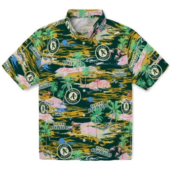 oakland athletics flamingo retreat green hawaiian shirts best selling