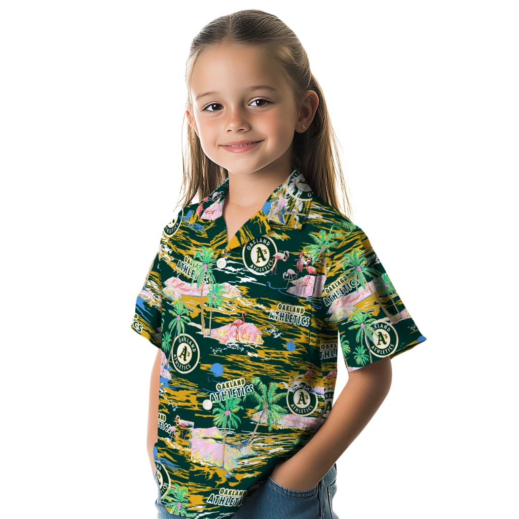 Oakland Athletics Hawaiian Shirt - Hawaii Island oakland athletics flamingo retreat green hawaiian shirts premium grade