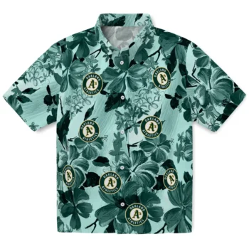 oakland athletics hibiscus arrangement green hawaiian shirts best selling