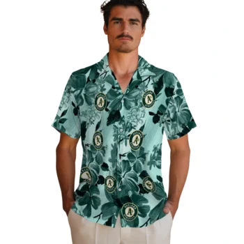 oakland athletics hibiscus arrangement green hawaiian shirts fashion forward