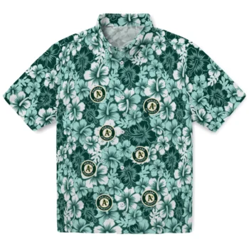 oakland athletics hibiscus blooms green hawaiian shirts best selling
