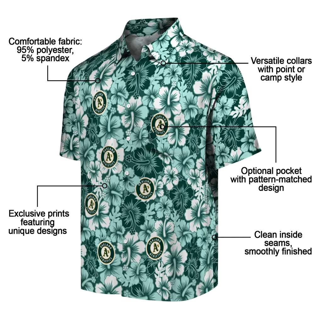 Oakland Athletics Hawaiian Shirt - Hibiscus Blooms oakland athletics hibiscus blooms green hawaiian shirts new arrival