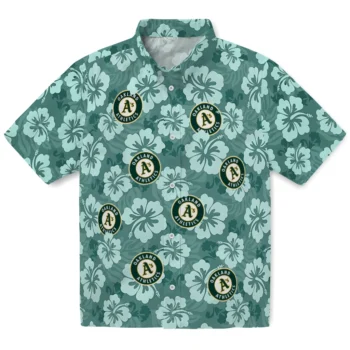 oakland athletics hibiscus cluster green hawaiian shirts best selling