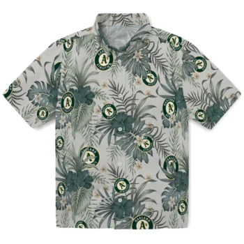 oakland athletics hibiscus designs beige hawaiian shirts best selling