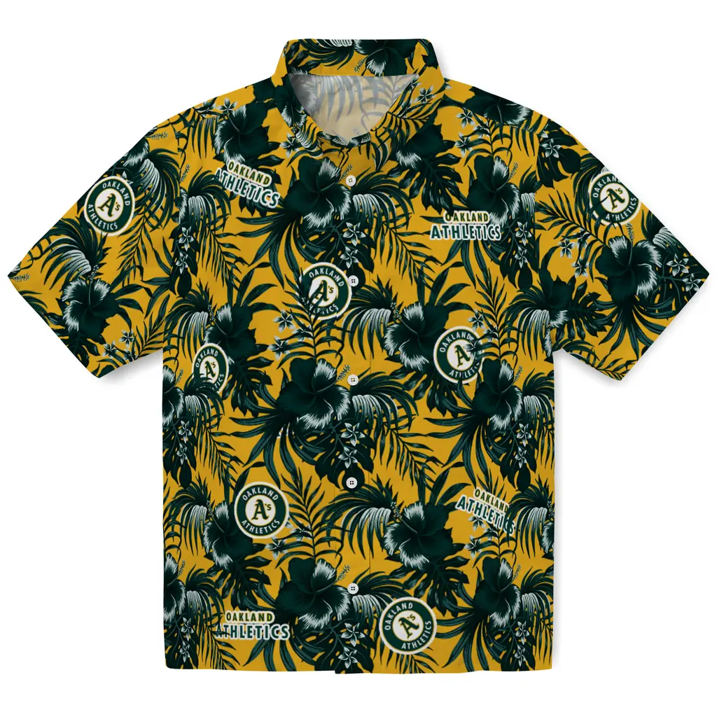 Oakland Athletics Hawaiian Shirt - Hibiscus Exotic oakland athletics hibiscus exotic green hawaiian shirts best selling