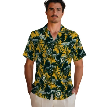 oakland athletics hibiscus exotic green hawaiian shirts fashion forward