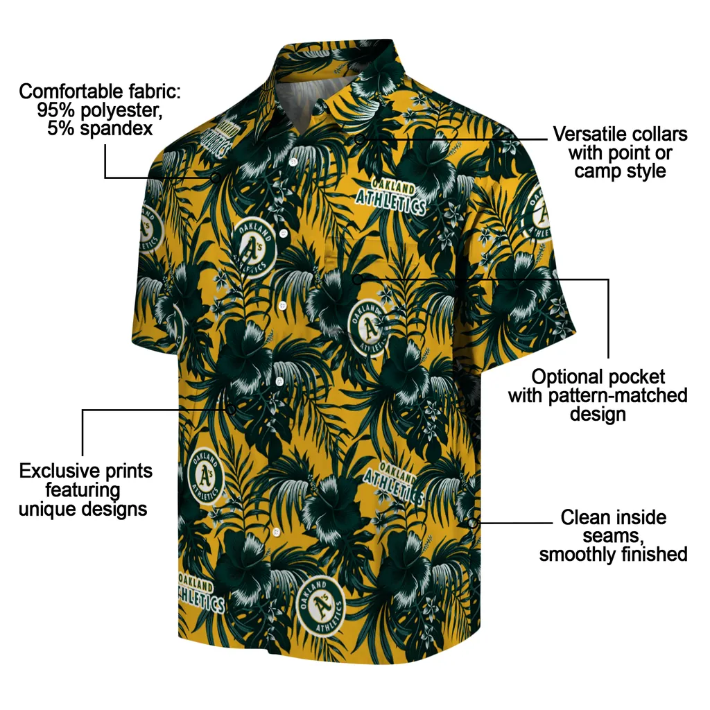 Oakland Athletics Hawaiian Shirt - Hibiscus Exotic oakland athletics hibiscus exotic green hawaiian shirts new arrival