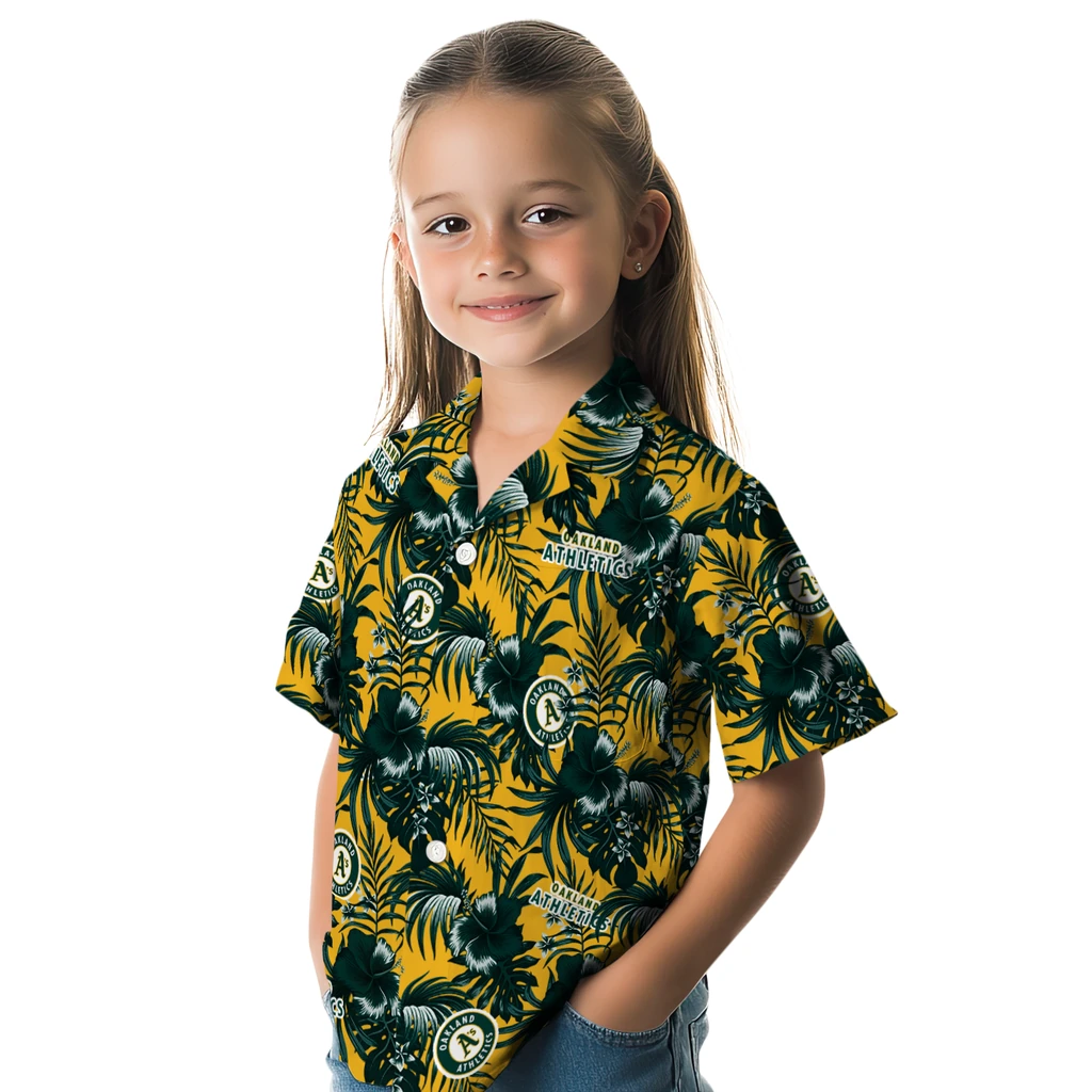 Oakland Athletics Hawaiian Shirt - Hibiscus Exotic oakland athletics hibiscus exotic green hawaiian shirts premium grade