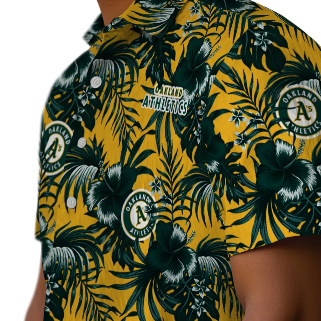 Oakland Athletics Hawaiian Shirt - Hibiscus Exotic oakland athletics hibiscus exotic green hawaiian shirts trendy