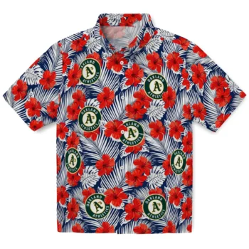 oakland athletics hibiscus fiesta red royal blue hawaiian shirts best selling
